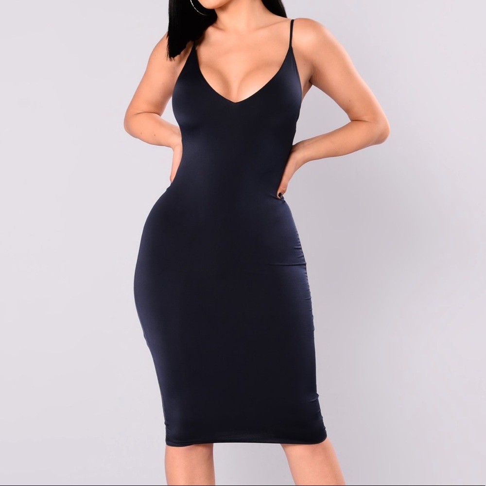 Fashion Nova Midi Dress - Navy